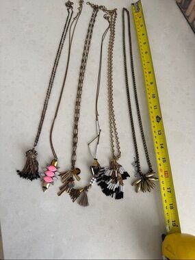 J. Crew Gold-Tone Layered Necklace Set with Pink Accents